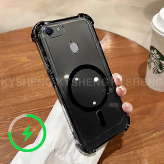 เคสสําหรับ OPPO F7 F5 เคสโทรศัพท์ TPU ชาร์จแม่เหล็กสี่มุมป้องกันการตกนิ่มโปร่งใส WBQ