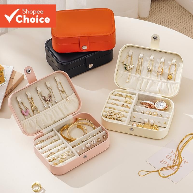 CASEGRACE Travel Jewellery กล่อง PU หนังกล่องเครื่องประดับสําหรับผู้หญิงแบบพกพา Mini Travel Case จอแสดงผล Jewellery กล่องเก็บสําหรับต่างหูแหวนสร้อยคอ