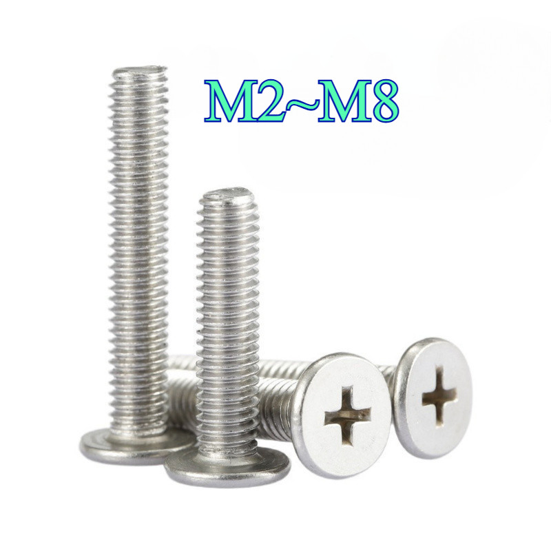 [NXY] 304 สแตนเลสสตีลหัวแบน Phillips สกรูหัวบางสกรูขนาดเล็ก M2 M2.5 M3 M4 M6 M8