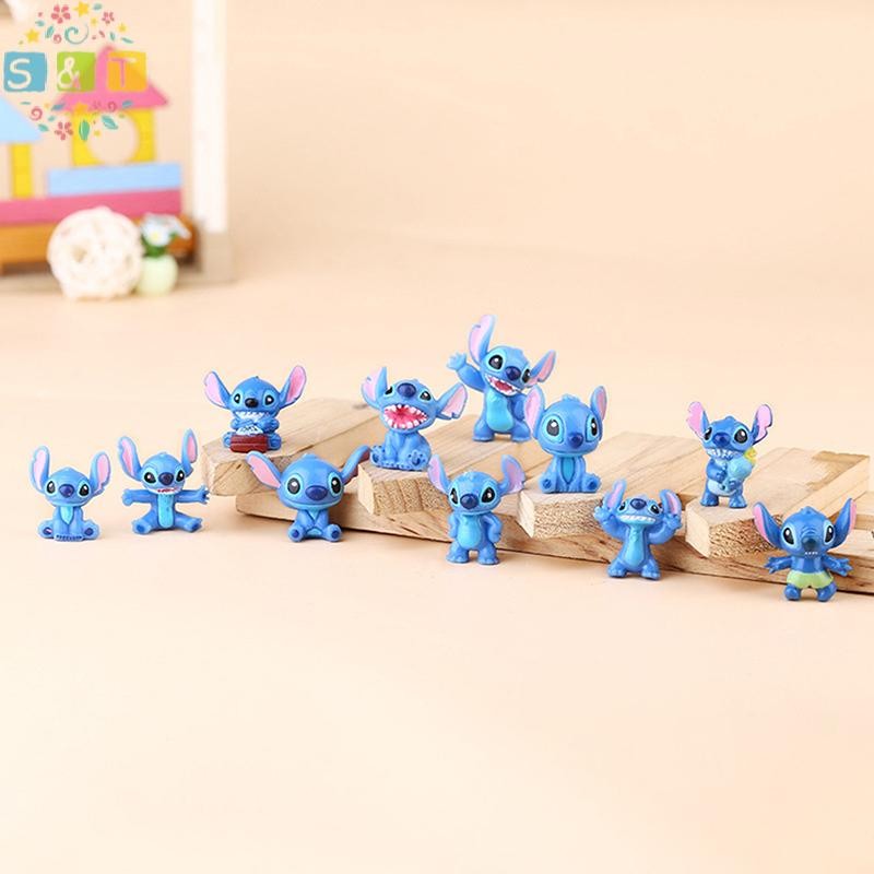 [S&T] 12 ชิ้น Disney Stitch รูปตุ๊กตาอะนิเมะน่ารัก Mini Lilo & Stitch Action Figure Collection ของเล่นสําหรับเด็ก {th}