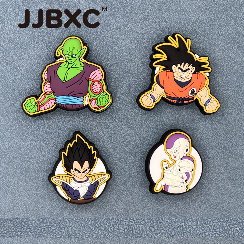 JJBXC ตัวติดรองเท้า charm หัวเข็มขัดการ์ตูนตัวละคร Goku จาก Dragon Ball พร้อมลายดอกไม้ DIY สำหรับตกแต่งรองเท้าแฟชั่น อุปกรณ์ตกแต่งรองเท้า