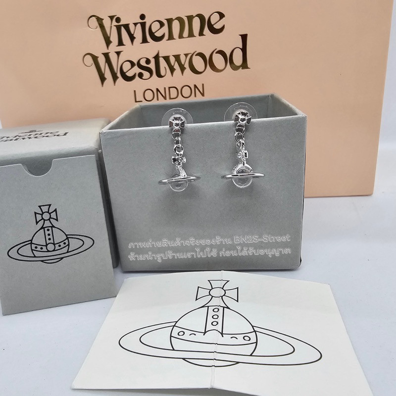ต่างหู รุ่น Saturn Earrings  ต่างหูวิเวียน เวสวู๊ด อะไหล่ทอง จี้ดาวเสาร์ บอลคริสตัล