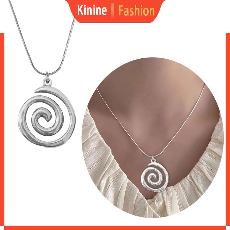 Fashionable Swirl Pendant Necklace Adjustable Length Neckchain Elegant Accessory