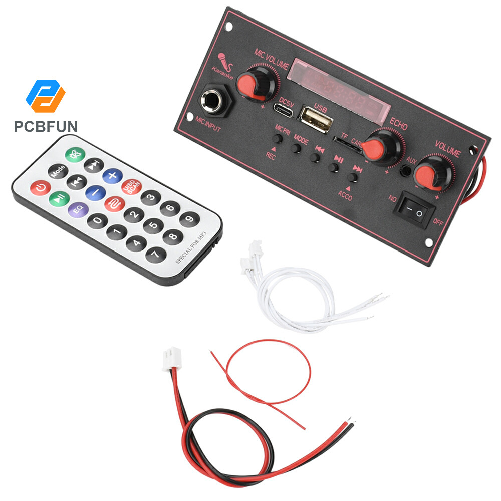 Pcbfun D137BT MP3 บอร์ดถอดรหัสบลูทูธบอร์ดเครื่องขยายเสียงพร้อมไมโครโฟนฟังก์ชั่น 2x10W DC 3.7-5V