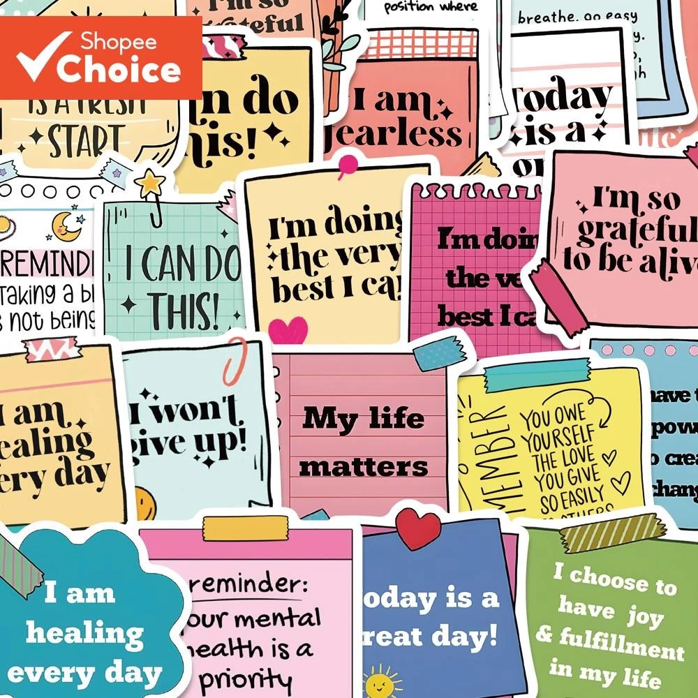 สร้างแรงบันดาลใจ Self-Affirmation สติกเกอร์ 50 ชิ้นความงามสติกเกอร์กันน้ําสติกเกอร์โทรศัพท์สําหรับส่วนบุคคลโรงเรียนแล็ปท็อป