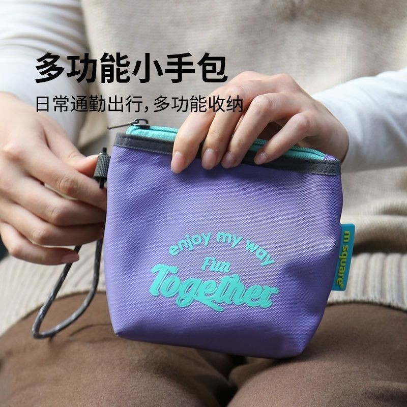 กระเป๋าคลัทช์ msquare กระเป๋าเหรียญแบบสบาย กระเป๋าสี่เหลี่ยมเล็กพกพา กระเป๋าเก็บหูฟังและเครื่องสำอาง