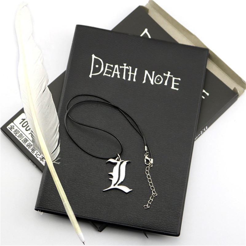 อะนิเมะ Death โน๊ตบุ๊คชุดหนัง Journal และสร้อยคอ Feather ปากกา Death คอสเพลย์ Props Journal หมายเหตุ