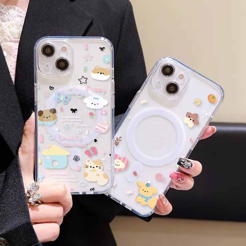 🔥SUN🔥เคสโทรศัพท์หรูหราแบบไร้สายชาร์จได้สำหรับโบว์เชอร์รี่ไอโฟน16 For iPhone12 13 14MAX X XS XR 7 8Plus 15Pro