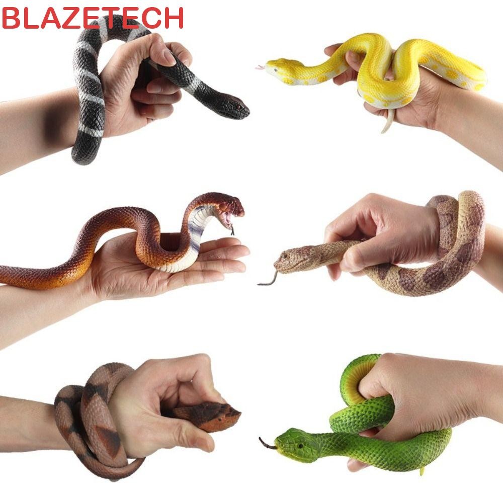 BLAZETECH งูตัวเลขการกระทํา, สัตว์เลื้อยคลานสัตว์ Python Cobra Rattlesnake รุ่น, ตลกเหมือนจริงยืดหยุ่นการศึกษาจําลองงูของเล่นเด็ก