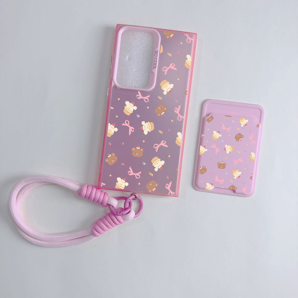 สีชมพูโบว์รูปแบบกระเป๋าสตางค์ S25 ultra Note20 สําหรับ Samsung A23 A24 A25 a55 s22 s22plus ultra Case Girly S23 S23Plus s23fe s24 s24plus s24ultra s21FE ปลอก