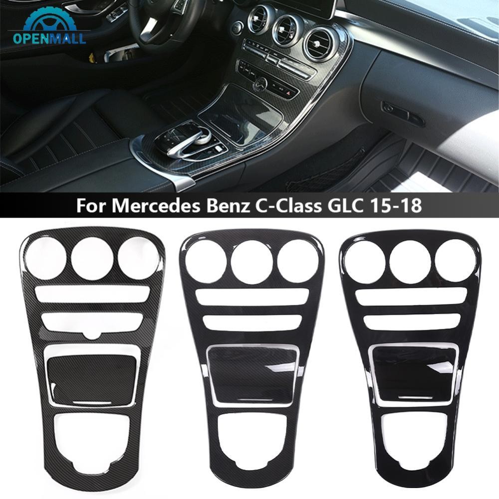 OPENMALL 2 ชิ้น/เซ็ตคอนโซลกลางรถเกียร์ Shift แผง Trim คาร์บอนไฟเบอร์สําหรับ Mercedes Benz C GLC 15-18 O4Z3