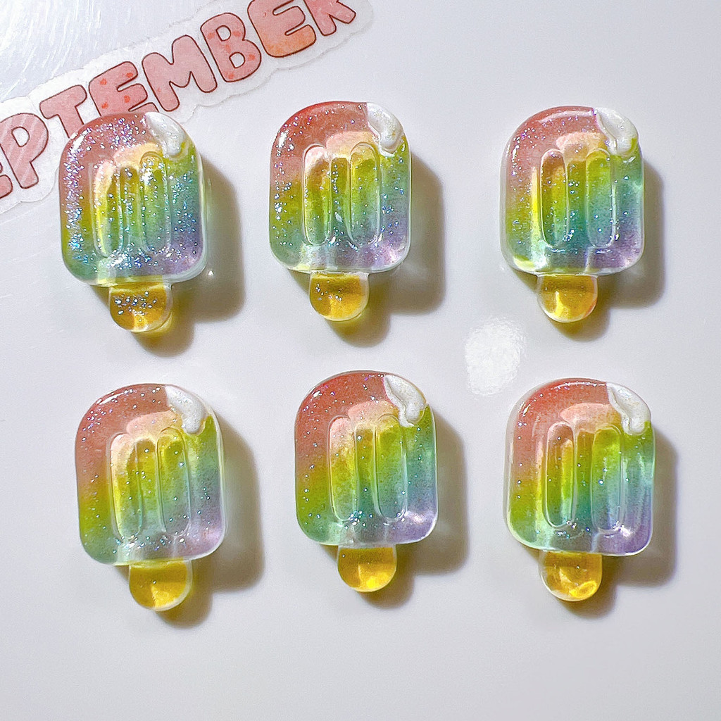 10ชิ้น/แพ็คใสสีไอติมดอกไม้ลูกอมเรซิ่นทําเองรองเท้าหัวเข็มขัดวัสดุที่ทําด้วยมือถ้วยน้ําสติกเกอร์อุปกรณ์ - รูปที่ 3
