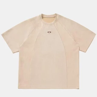 MNO.9 T-shirt 1428 Oversize เสื้อยืดแขนสั้นผู้ชาย คอกลม งานปัก/แต่งแถบหน้าอก ผ้าcottonกึ่งกำมะหยี่ สไตล์เกาหลี เสื้อยืด