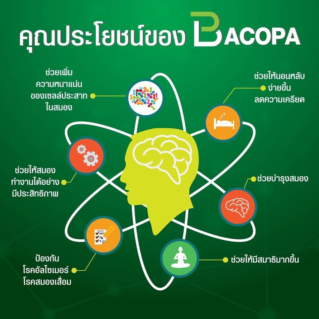 BACOPA GIFFARINE บาโคพา อาหารเสริม บำรุงสมอง เสริมความจำ ลดอัลไซเมอร์ เสริมสมาธิ ลดความเคลียด ราคา ถูกที่สุด ดีลบีเคเค แกลเลอรีภาพที่ 2