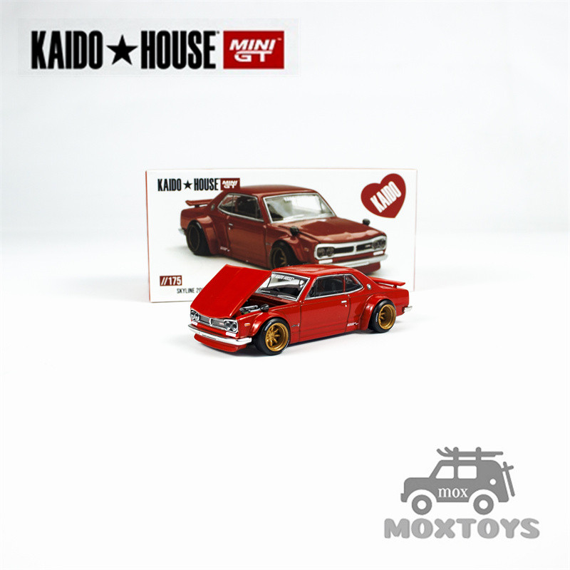 Kaido House x MINI GT 1:64 Skyline 2000GT-R (KPGC10) Kaido Street V1 สีแดง รถโมเดลDiecast