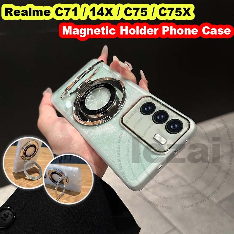 เคสRealme C71 C 71 C75 C75X C75 X 14XเคสRealmeC71 RealmeC75 RealmeC75X Realme14X กรณีขาตั้งแม่เหล็กก