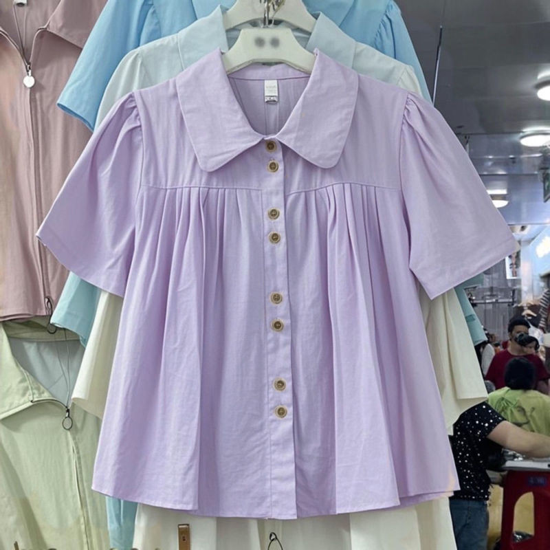 เสื้อเชิ้ตแขนสั้นผู้หญิงไซส์ใหญ่ฤดูร้อน 2025 สไตล์สั้นยอดนิยม