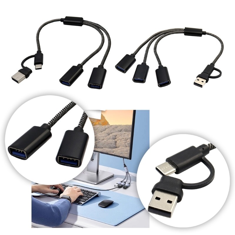 QUU USB2 0 Y สาย 2 3 พอร์ตชาร์จ 5V2A อะแดปเตอร์ไฟสําหรับสมาร์ทโฟนแท็บเล็ต