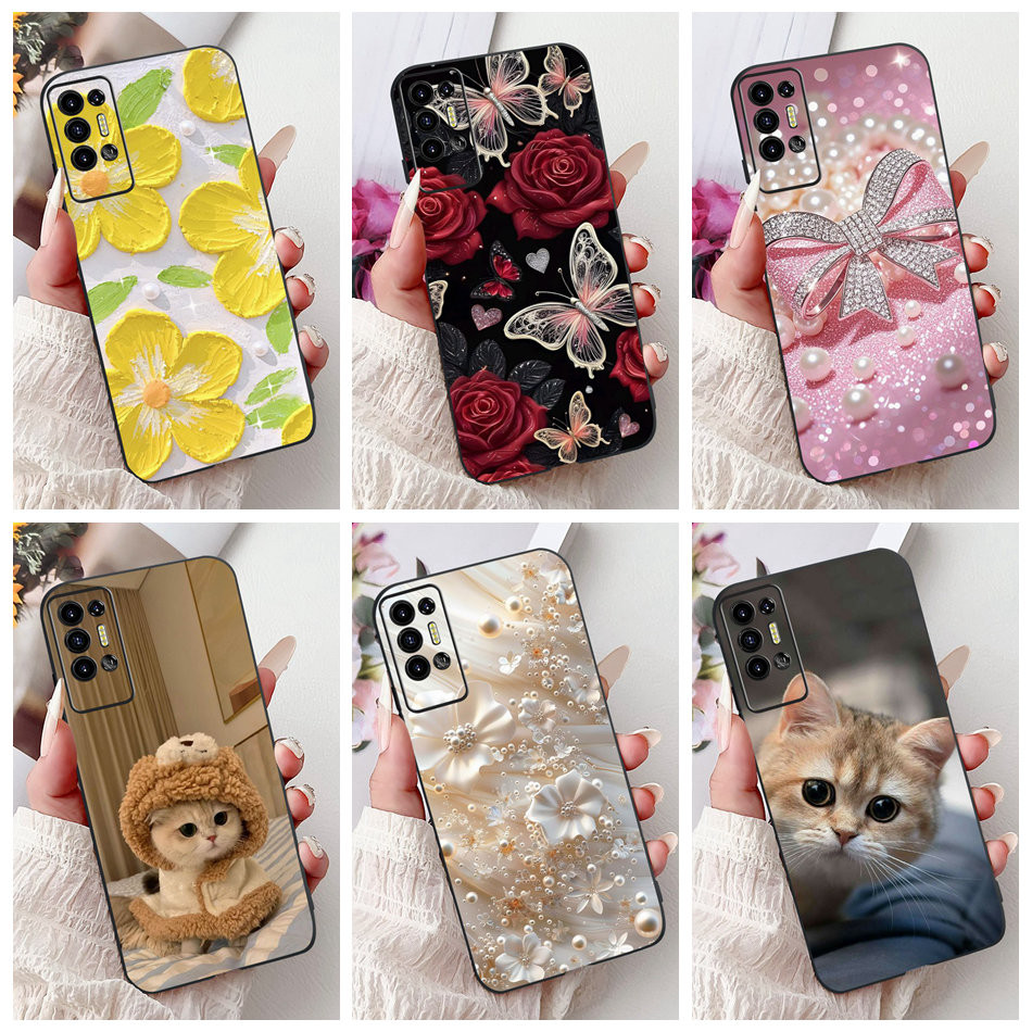 สําหรับ Tecno Pova 2 LE7 / Pova 3 LF7n Elegant Floral Cat จิตรกรรมปลอก Pova2/3 ซิลิโคนนุ่ม TPU เคสโทรศัพท์