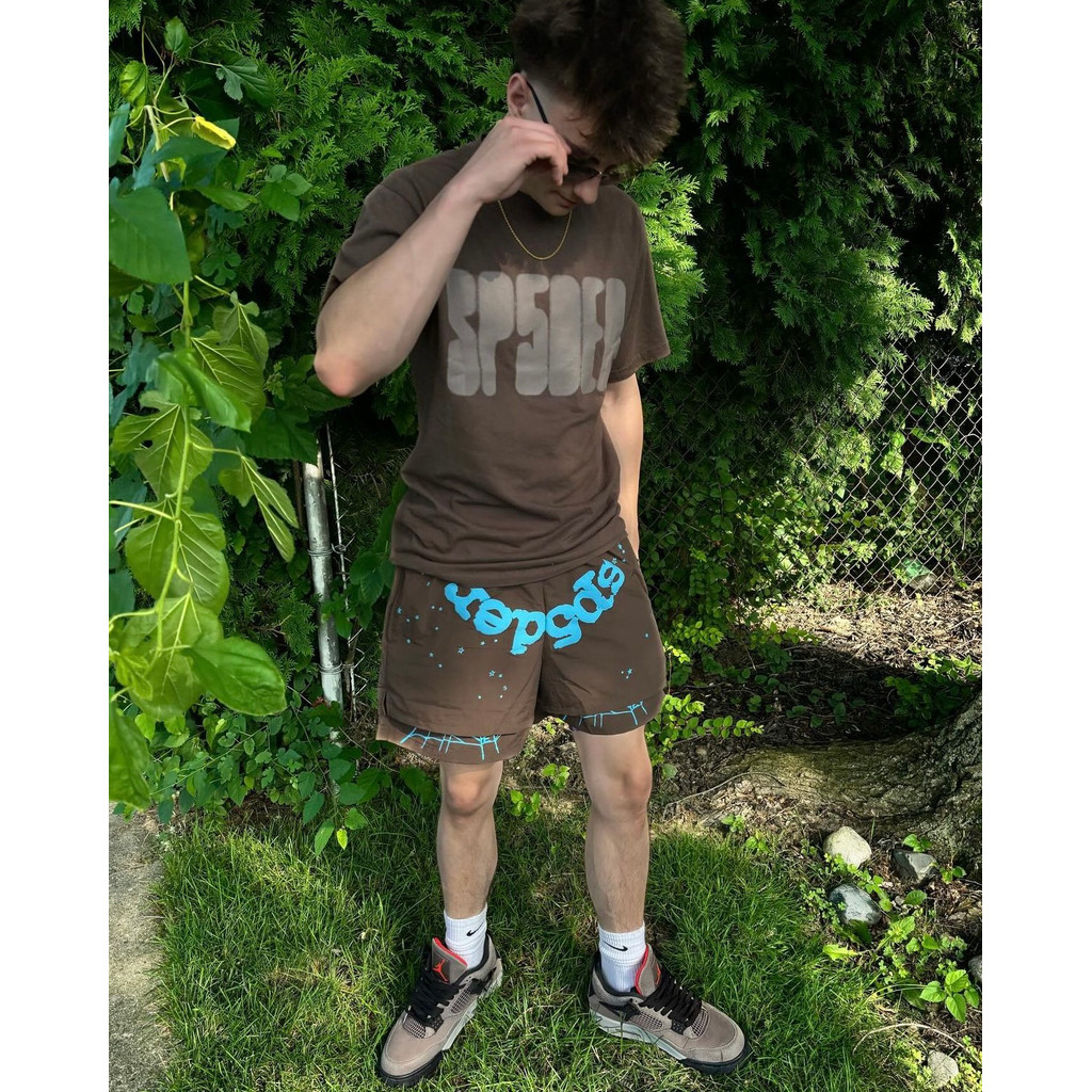 Spider สวยอินเทรนด์ฤดูร้อนเสื้อกั๊กกางเกงขาสั้นยุโรป American Star Hip-Hop Rap YoungThug สไตล์เดียวก