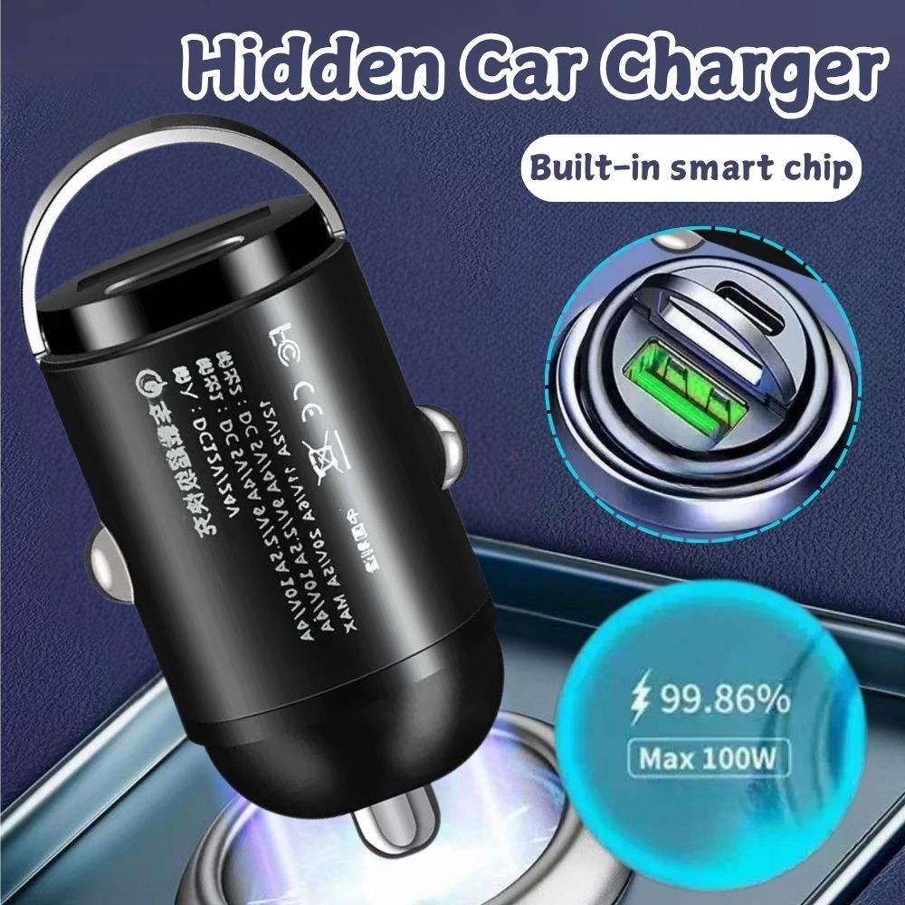 การชาร์จในรถยนต์เร็วสุด 100W+ Type-c 22.5W Plug Car Charger ไฟแช็ก