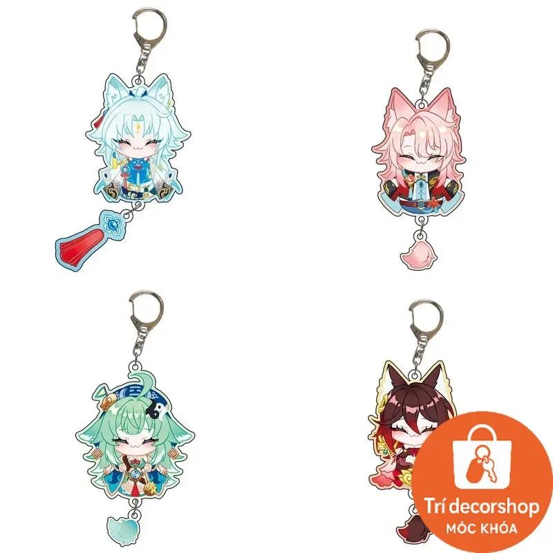Honkai Star Rail Key Chain แหวน Feixiao Kawi รุ่น Q รูปอะคริลิคเคลือบคู่ Huohuo Jiaoqiu Tingy