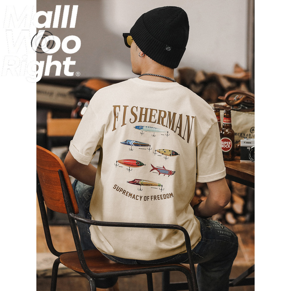 (จัดส่งตลอด 24 ชั่วโมง)Woo Right เสื้อยืดผ้าฝ้ายชายรุ่นใหม่ปี 2025 เสื้อยืดแขนสั้นสำหรับผู้ชายที่ชอบตกปลา เสื้อแฟชั่นชาย