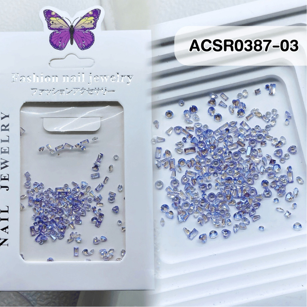 อะไหล่เพชรคริสตัลใส ซองขาว เพชรใส อะไหล่ตกแต่งเล็บ- wenails