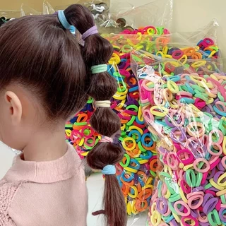 100ชิ้นที่มีสีสันวงผมยืดหยุ่น/สาวไนล่อนผมผูก ยางรัดผม/เชือกหางม้าขนาดเล็ก/อุปกรณ์เด็ก