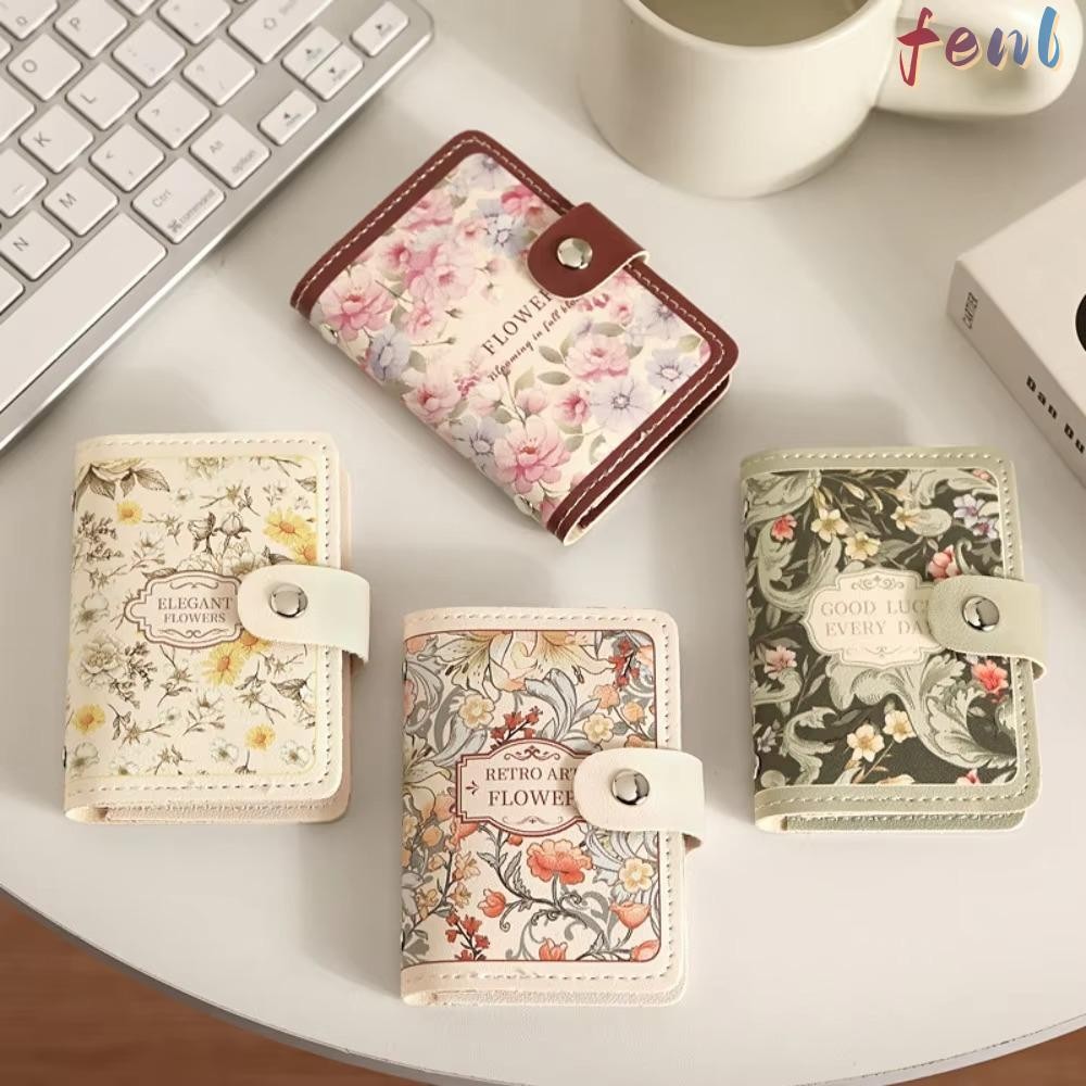 FENL กระเป๋าสตางค์ผู้หญิง 20/30 ช่องใส่บัตร หนัง PU กันน้ํา ลายภาพวาดสีน้ํามัน