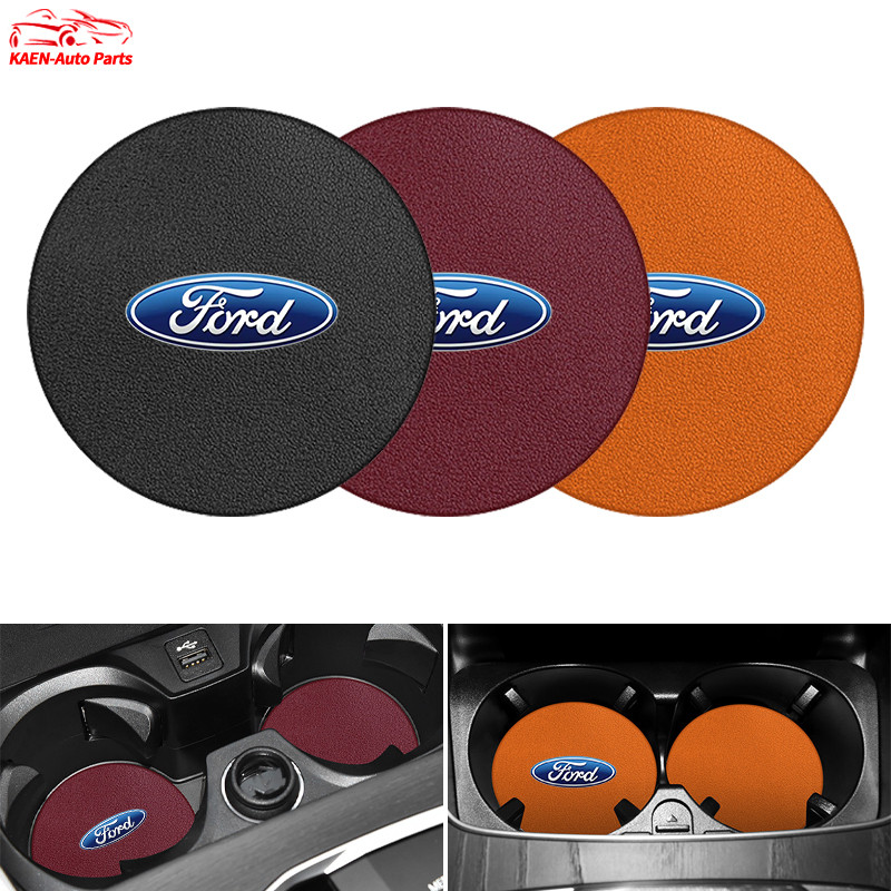1ชิ้น สำหรับ Ford แผ่นรองแก้วน้ําในรถยนต์ หนังแผ่นรองแก้วน้ําในรถยนต์ แผ่นรองแก้วน้ำในรถ​​ กันลื่น แผ่นรองแก้วเครื่องดื่ม Ford Ranger Raptor Everest Focus MK2 MK3 Mustang Escape Fiesta Ecosport – โปรปัง