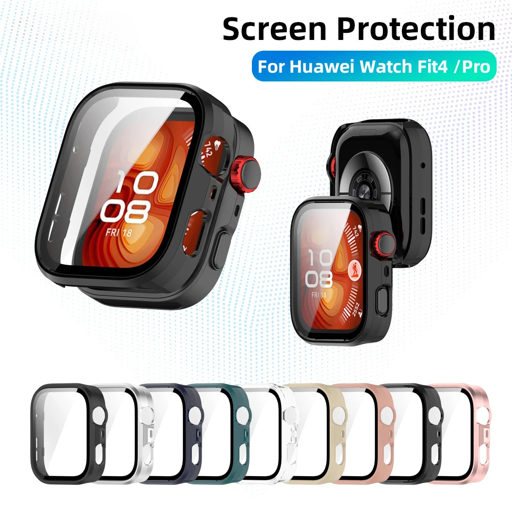 กรณี + แก้วสําหรับ Huawei Watch Fit 4 / 4 Pro ป้องกันหน้าจอทั้งหมดครอบคลุมกันชนป้องกันสําหรับ Huawei Watch Fit 4 Pro กรณีป้องกันรอยขีดข่วนอุปกรณ์เสริม