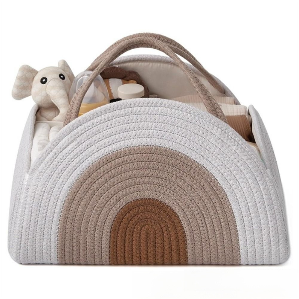 สวัสดี ที่เก็บผ้าอ้อมเด็ก, เชือกฝ้ายทอตะกร้าผ้าอ้อมแบบพกพา, กระเป๋าเก็บผ้าอ้อมสําหรับเด็กแรกเกิดความจุขนาดใหญ่ - รูปที่ 5