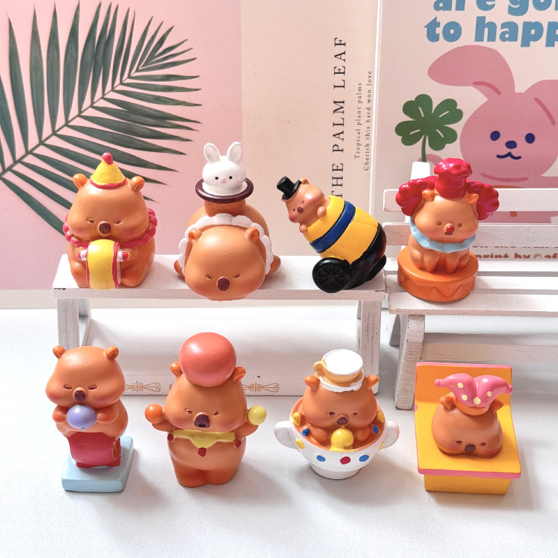 8 ชิ้นน่ารัก Capybara Bear Circus Show เรซิ่น Charms สําหรับ DIY (13-78)