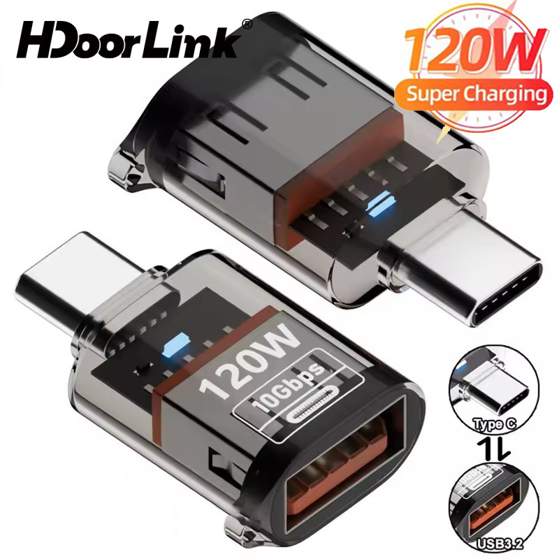 HdoorLink Universal Type C ถึง USB 2.0 อะแดปเตอร์ 120W 10Gbps ความเร็วสูงชาร์จข้อมูล Transfer ตัวแปลงโทรศัพท์สําหรับ IOS Pad Samsung PC
