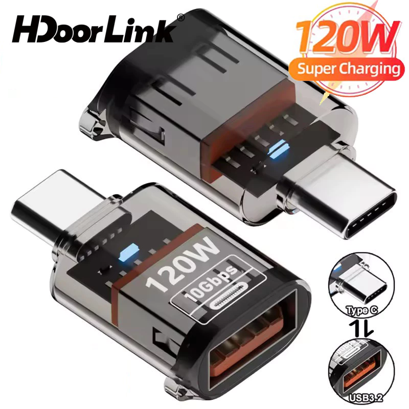 HdoorLink Universal Type C ถึง USB 2.0 อะแดปเตอร์ 120W 10Gbps ความเร็วสูงชาร์จข้อมูล Transfer ตัวแปลงโทรศัพท์สําหรับ IOS Pad Samsung PC