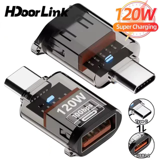HdoorLink Universal Type C ถึง USB 2.0 อะแดปเตอร์ 120W 10Gbps ความเร็วสูงชาร์จข้อมูล Transfer ตัวแปลงโทรศัพท์สําหรับ IOS Pad Samsung PC