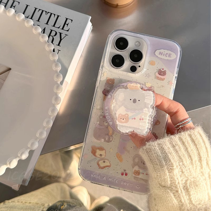 Splash Ink Koala Magnetic Bracket Samsung S25 edge S24 S23 S22+S21 FE S20 Note20 Ultra Shock-Resistantเคสโทรศัพท์