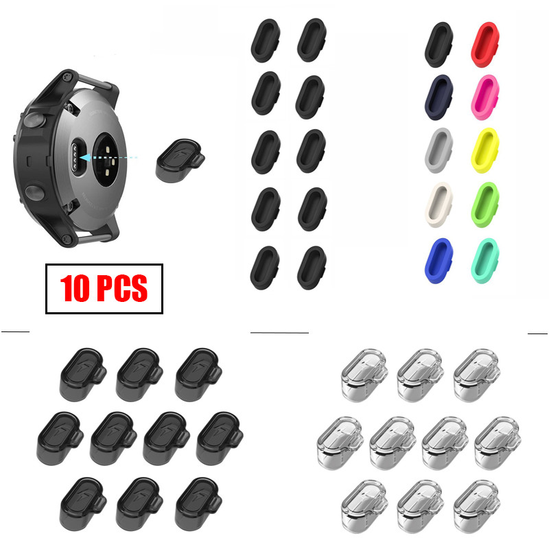 10 PCS ซิลิโคนปลั๊กฝุ่น Anti Dust Plugs Charger Port Protector สําหรับ Garmin Forerunner 965 945 935 955 265 165 970 265s 255 255s 245 245M 45S 55 158 570 745 Fenix 8 7 6 Vivoactive 6 5 Active 5 Venu 4 3 3s Instinct 3 2