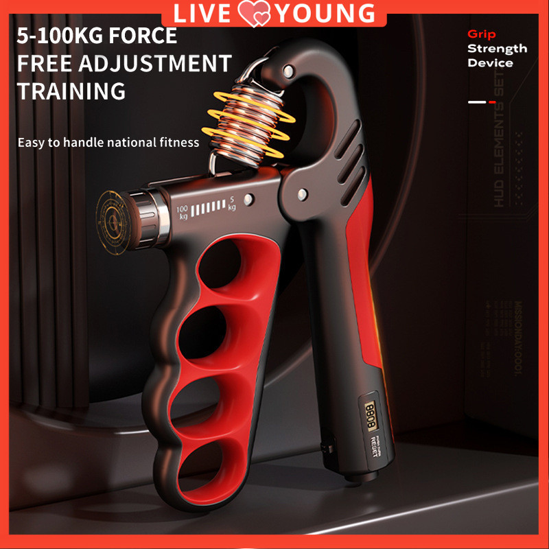 Grip Strengthener Hand Finger การออกกําลังกายฤดูใบไม้ผลิอิเล็กทรอนิกส์เคาน์เตอร์ดิจิตอลการฝึกอบรม Gr