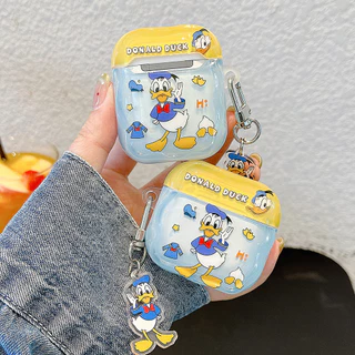 Donald Duck + จี้ขอบหยักสําหรับ AirPods 4/3/2/1/Pro/Pro2 หูฟังปลอก