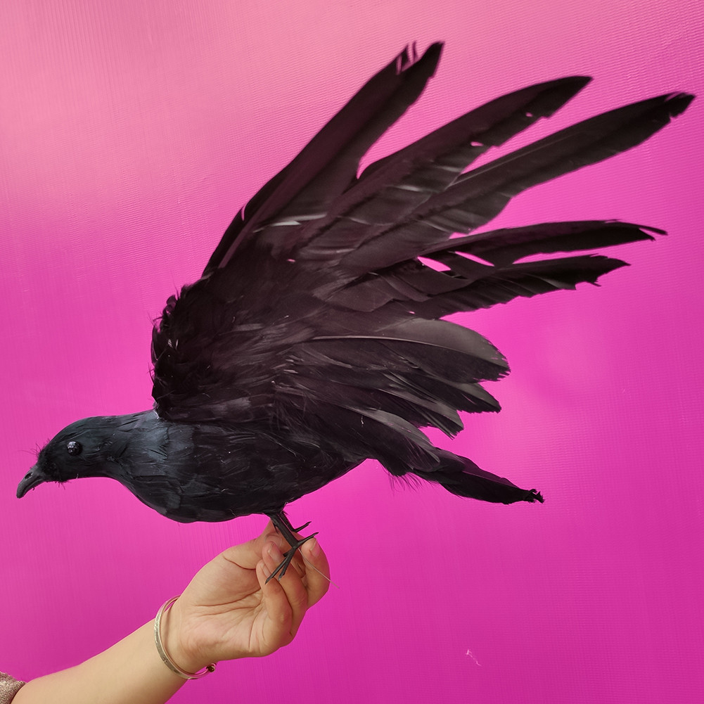 [EPAY] Simulation Raven Extra Large Black Feather Raven Halloween Decorative Bird