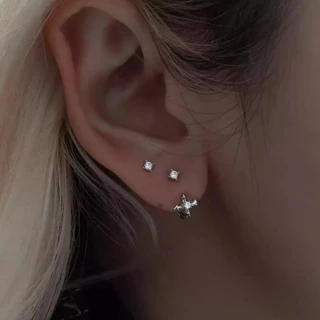 Roselife Cool แฟชั่นคริสตัลเงิน Cross Hook Pierced ต่างหูสำหรับผู้หญิงและผู้ชาย Studs เครื่องประดับ