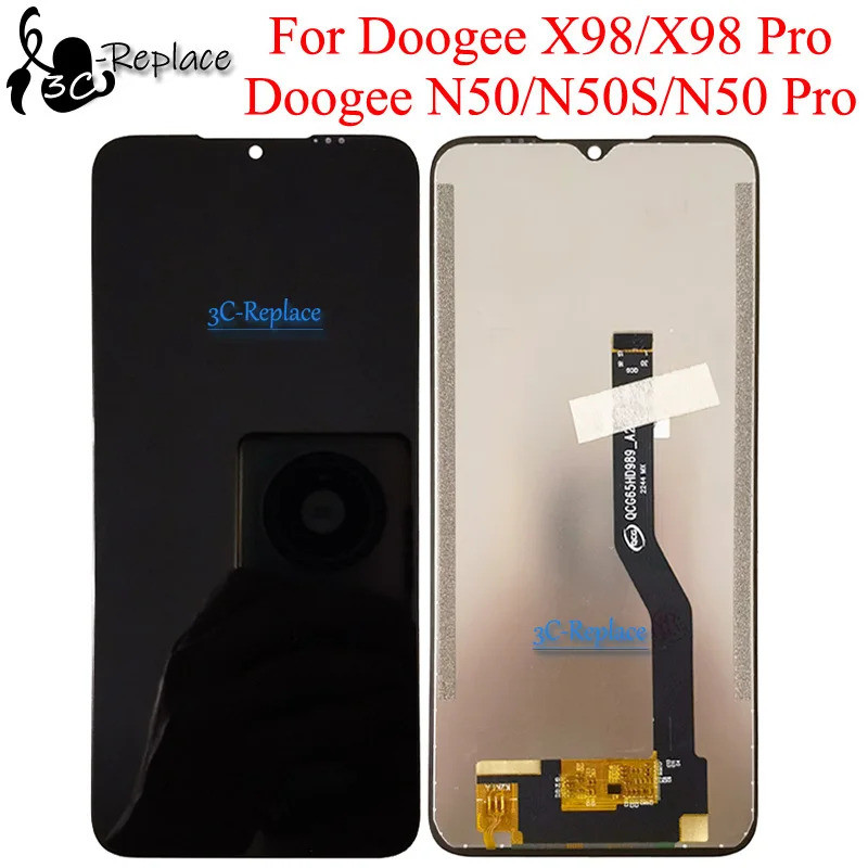 สีดํา 6.52 นิ้วสําหรับ Doogee X98 X98 Pro Doogee N50 Pro N50S LCD DIsplay หน้าจอสัมผัสแผง Digitizer 