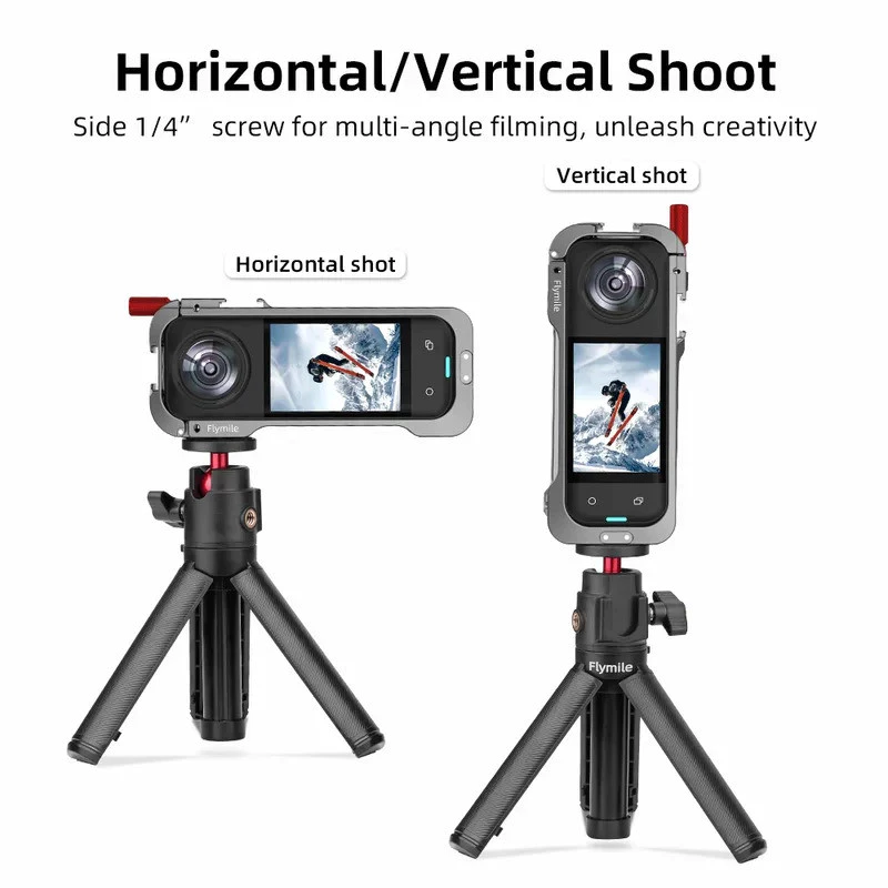 โครงอลูมิเนียมสำหรับ Insta360 X5, เคสโลหะสำหรับรองเท้าเย็นพร้อมฝาครอบเลนส์ซิลิโคนสำหรับ Insta 360 X5 อุปกรณ์เสริมที่ทนทาน thumbnail 6