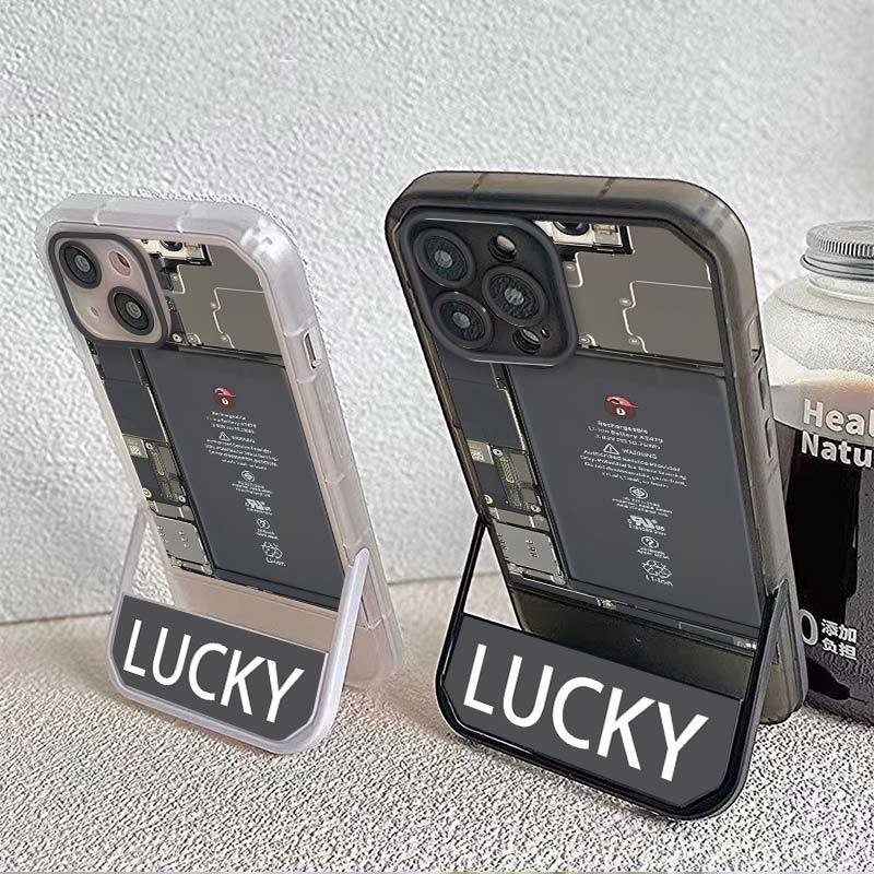 ขาตั้งที่มองไม่เห็น LUCKY เคสโทรศัพท์สําหรับ iPhone 17air 17 16 15 14 13 Pro 12 11pro 14plus 7plus 8plus 6 6s Plus Xs XR Max SE 2 15Ultra