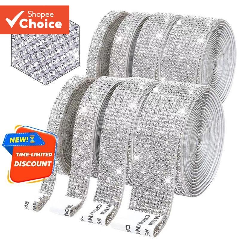 Self กาวเพชร Strip, 1 Yard DIY Rhinestone Backing สําหรับหัตถกรรมโครงการ, มีด Palette สําหรับภาพวาด, Tali Gelang Manik & Tali Sa สร้อยข้อมือสําหรับเครื่องประดับทํา