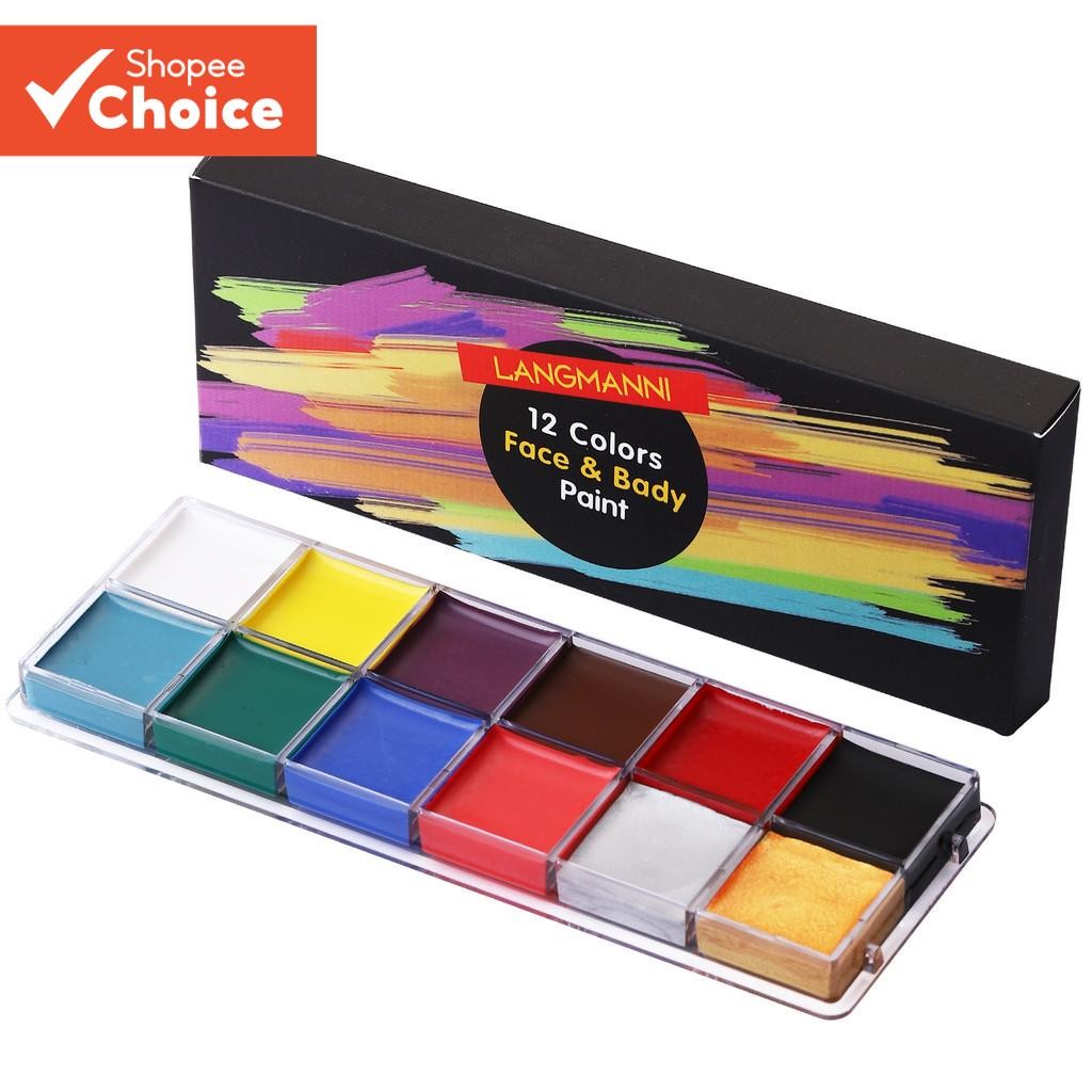 LANGMANNI จานสีใบหน้าและร่างกาย 12 สี - อิ่มตัวสูง เหมาะสําหรับ DIY ใช้ของขวัญวันวาเลนไทน์