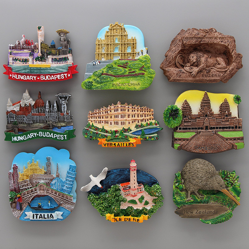 Lucerne lion Macao อิตาลี Venice New Zealand 3D magnetic ตู้เย็นสติกเกอร์ของที่ระลึกตกแต่งบ้าน Budapest Hungaryกัมพูชา