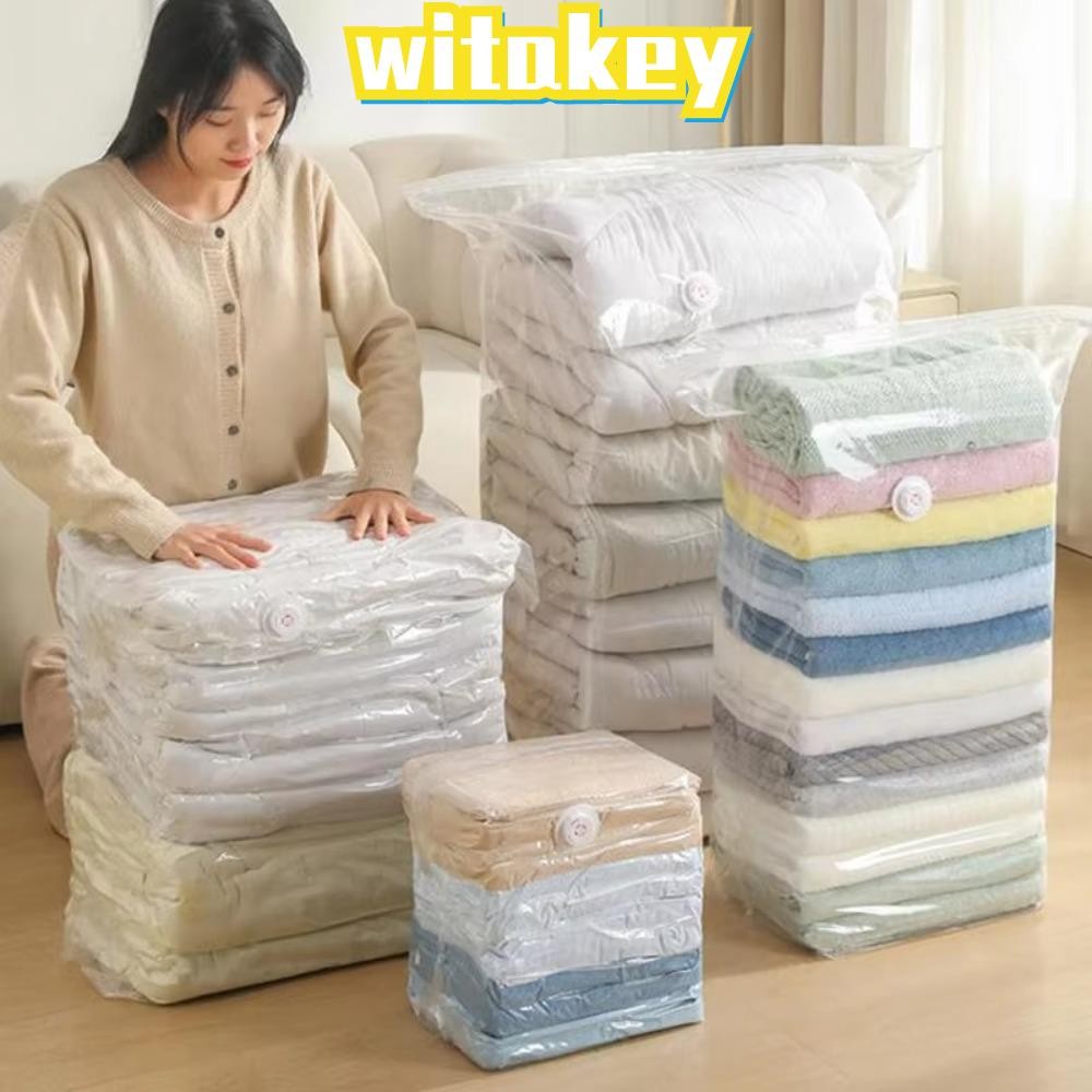 วิทกี้ ถุงบีบอัดสูญญากาศ,โปร่งใสความจุขนาดใหญ่เสื้อผ้าผ้านวมบรรจุถุง,เสื้อผ้าออแกไนเซอร์ไม่จําเป็นต้องปั๊มนํามาใช้ใหม่เสื้อผ้าฝุ่นปกสําหรับชุด/ชุด/แจ